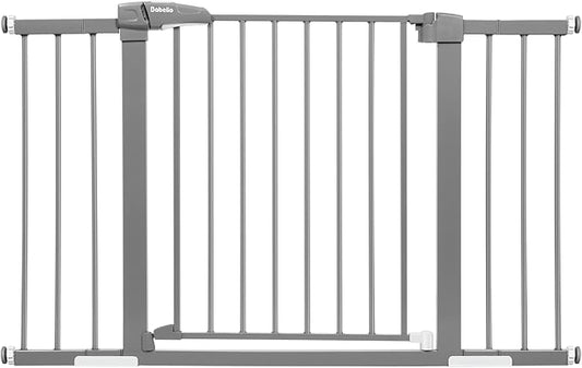 Babelio Metal Baby/Pet Gate, 29-48'' Auto Close Easy Install, Extra Wide Walk Thru for Child Safety, Pressure Mounted Dog Door for Doorways & Stairs, with Y Spindle Rods, Grey-CubbioJoy