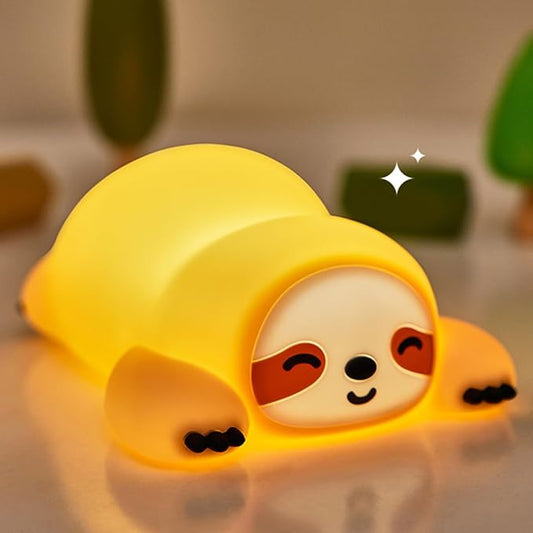 DREAMING MY DREAM Night Light for Kids,Squishy Sloth Night Light,LED Novelty Animal Nightlight,3 Levels Dimmable,30Min Timer Nursery Lamp for Kids, Bedroom Baby Boys Girls Gifts-CubbioJoy
