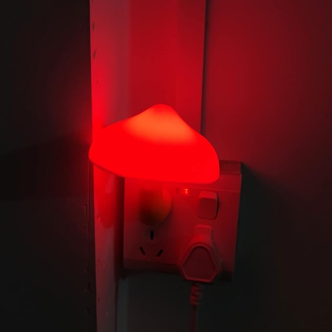 AUSAYE 5 Pack Sensor LED Night Lights Plug in Lamp Mushroom Light for Adults Kids NightLight Bedroom,Bathroom,Toilet,Hallway,Stairs,Kitchen,Basement Red-CubbioJoy