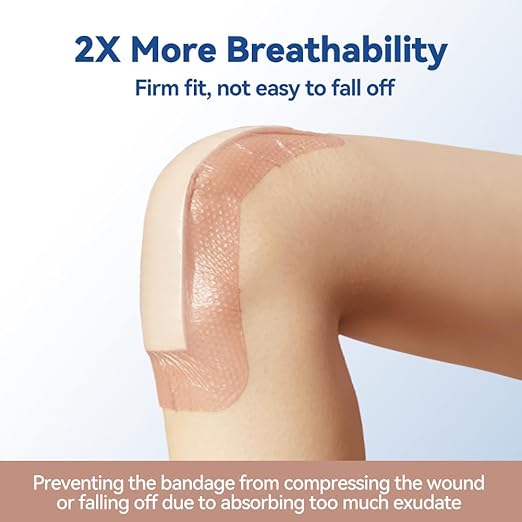 Dimora Silicone Ultra Absorbent Dressing Pads - Adhesive Wound Bandage with Gentle Border, Waterproof Soft Gauze for Post Surgical and Bed Sore Exudate Management 4"X 8" 10 Packs-CubbioJoy