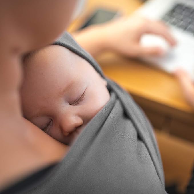 Acrabros Baby Wrap Carrier,Hands Free Baby Carrier Sling,Lightweight,Breathable,Softness,Perfect for Newborn Infants and Babies Shower Gift,Heather Grey-CubbioJoy