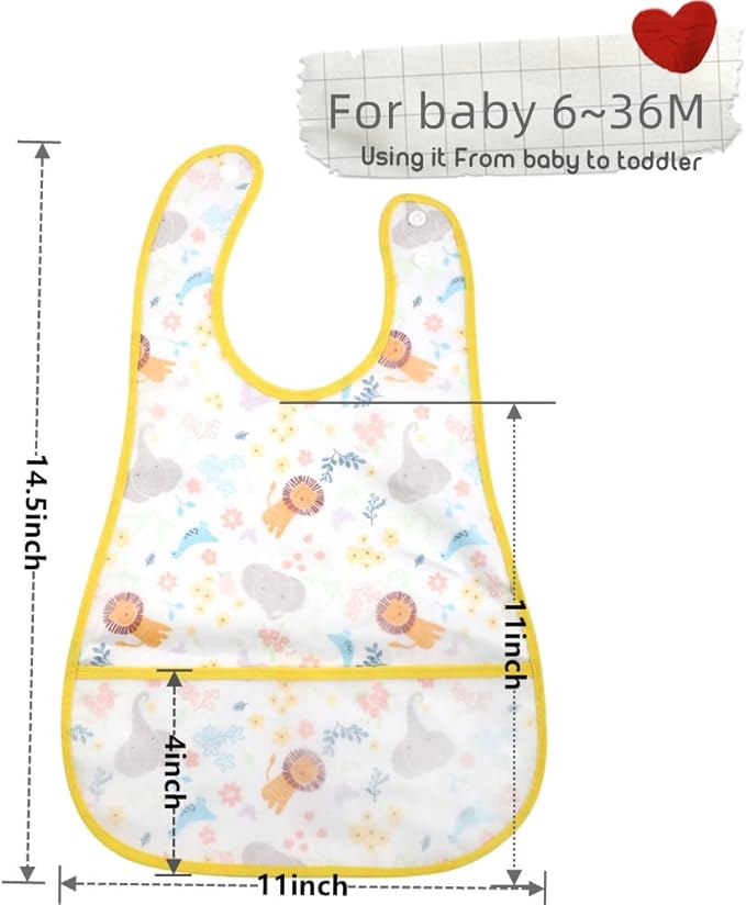 Baby bibs Waterproof Toddler bib - Feeding bib with Pocket for Infant Boy Girl Washable 6-36M-CubbioJoy