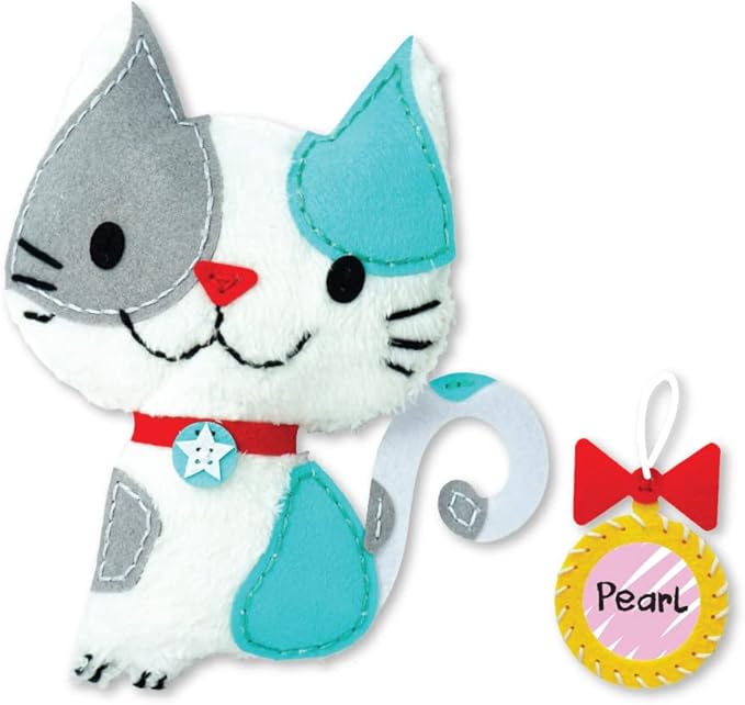 C.S. Kids Magic World DIY Personalised Sewing Kit - Kitten |Frist Sewing Arts & Crafts Gifts | Educational Sewing Kit for Kids | Sew Your Own (Safety Needle & Instruction Included)-CubbioJoy
