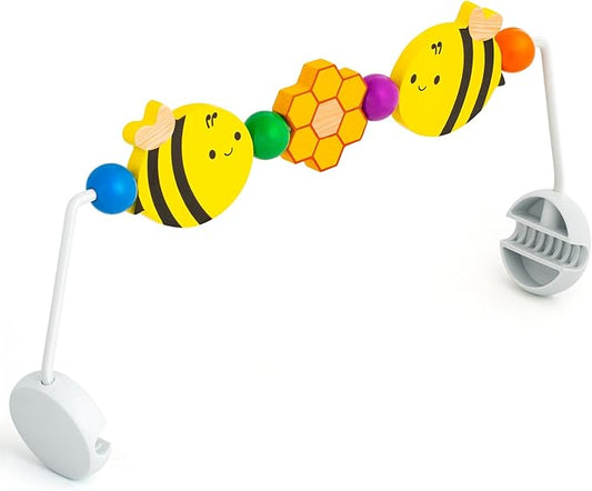 IMPRESA Wooden Baby Arch Toy Attachment Compatible with Baby Bjorn Bouncer - Medium Honey Bee - Bouncer Attachment Bar with Spinning Bee Toys - Stimulates Motor Skills & Hand-Eye Coordination-CubbioJoy