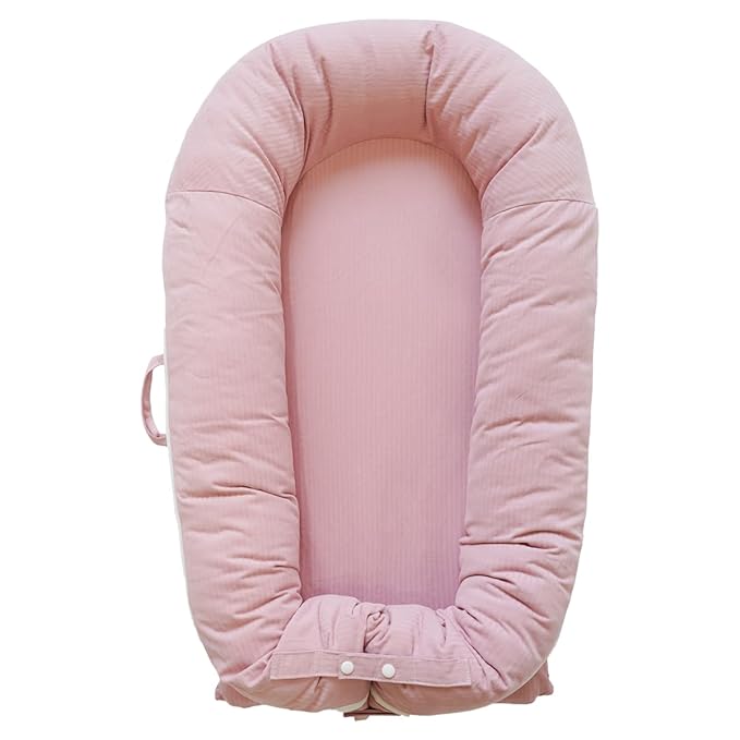 Deluxe Infant Lounger, Baby Nest Cover for Baby Girls & Boys, Newborn Essentials for Baby 0-12 Months, 100% Cotton (Mistyrose)-CubbioJoy