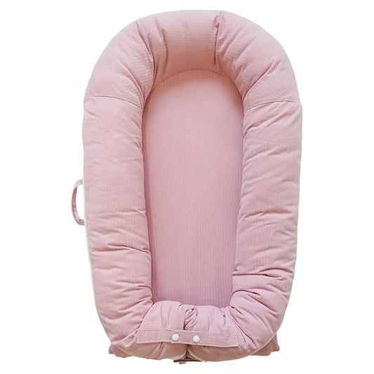 Deluxe Infant Lounger, Baby Nest Cover for Baby Girls & Boys, Newborn Essentials for Baby 0-12 Months, 100% Cotton (Mistyrose)-CubbioJoy