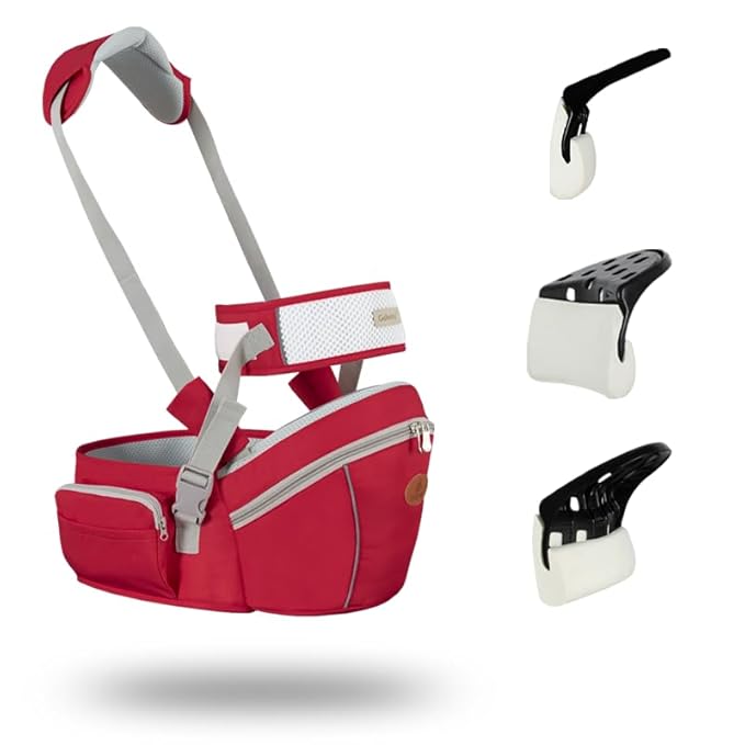 Baby Hip Seat Carrier Baby Waist Stool for Child Infant Toddler with Adjustable Strap Buckle Pocket Soft Inner Huge Storage (Red)-CubbioJoy