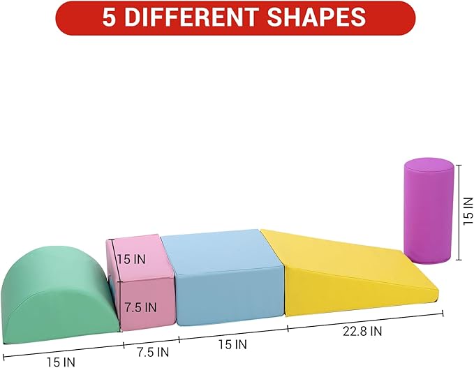 6-Piece Soft Toddlers Climbing Toys, Baby Foam Climbing Blocks for Babies Toddlers, Waterproof Foam Play Gym Climber Structures for Toddler 3, Indoor Climb and Crawl Activity Play Set (PU Leather)-CubbioJoy