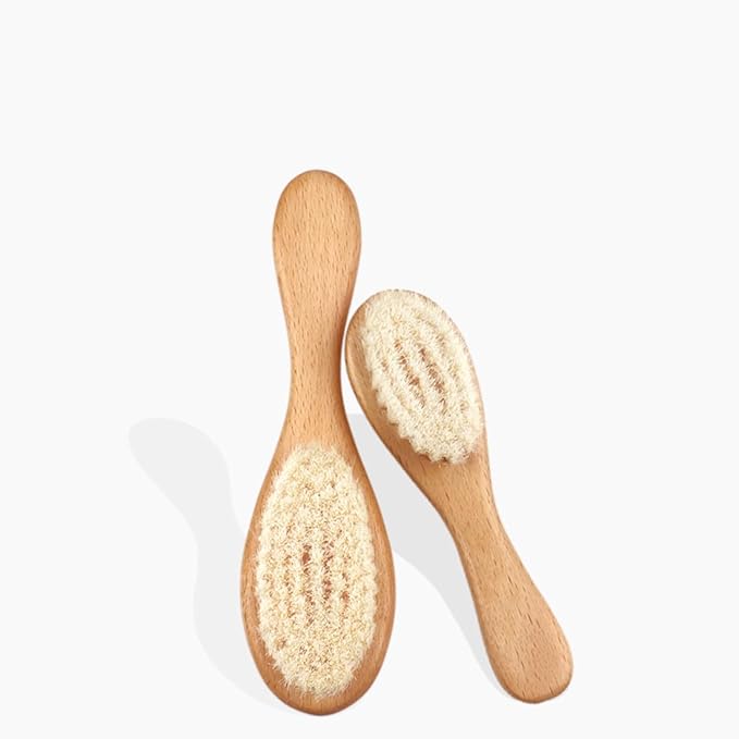 BoAn Wooden Baby Hair Brush,Natural Soft Goat Bristles,Cradle Cap Brush for Newborns & Toddlers,Perfect Scalp Grooming Product for Infant-CubbioJoy