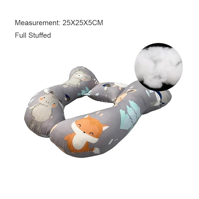 Baby Neck Pillows, Comfortable Baby Travel Head Neck Support Pillow for Car Seat Stroller Pushchair, Soft PP Cotton Travel Pillow for 0-1 Year Old Toddler Infant Newborn, Fox-CubbioJoy