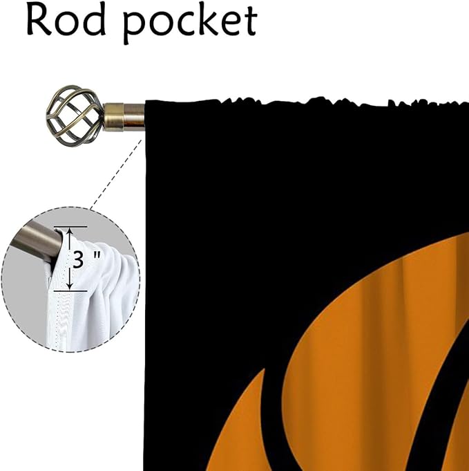 Basketball Blackout Curtains for Boy Girl Room Darkening Decor,Sport Theme and Motto Dark Background Bedroom Living Room Home Rod Pocket Thermal Insulated Window Curtain/Drapes Panel,55x63 Inch…-CubbioJoy