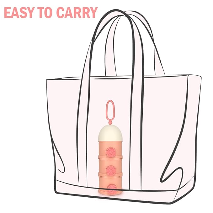 Accmor Formula Dispenser On The Go, 3 Layers Stackable Formula Container to Go, Non-Spill Portable Milk Powder Baby & Kids Snack Container, Pink-CubbioJoy
