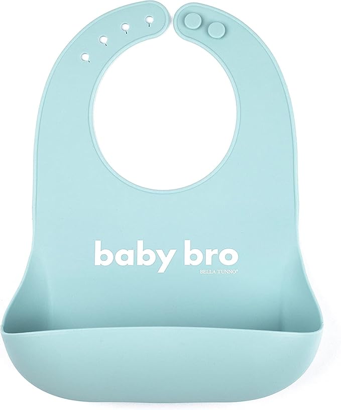 Baby Bib for Eating by Bella Tunno, Waterproof Silicone Bib with Large Food Catcher, Adjustable Fit for Babies 4-12 months & Toddlers 1-3 Years, Boys & Girls, Baby Bro-CubbioJoy