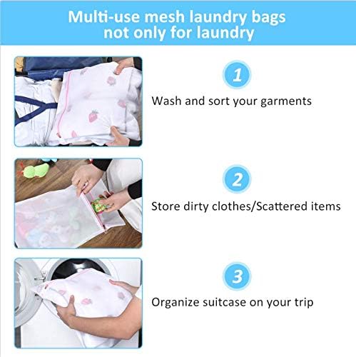 5 Pcs Mesh Laundry Bags for Delicates with Zipper, Lingerie Bags for Laundry, Travel Storage Organize Bag, Clothing Washing Bags for Laundry,Blouse, Hosiery, Stocking, Underwear, Bra and Lingerie-CubbioJoy