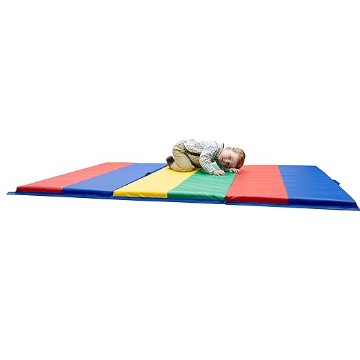Children's Factory Rainbow Folding Gym Mat, 4' x 6', CF321-145, Toddler and Baby Preschool Activity Floor Mat, Kids Soft Play Equipment for Playroom-CubbioJoy