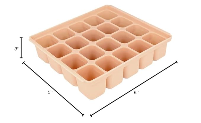 Baby Food Storage Silicone Cubes with Clip-On Lid Freezer Tray Baby Food Soups Purees Ice Easy and Safe Design Made in Korea (20 Sand Beige)-CubbioJoy