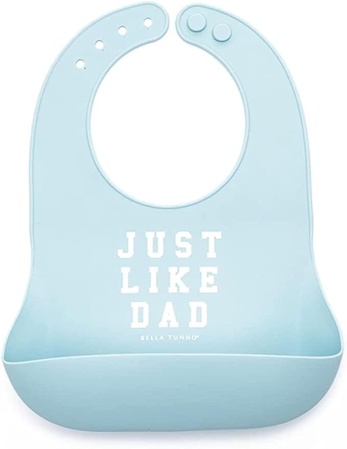 Baby Bib for Eating by Bella Tunno, Waterproof Silicone Bib with Large Food Catcher, Adjustable Fit for Babies 4-12 months & Toddlers 1-3 Years, Boys & Girls, Just Like Dad-CubbioJoy