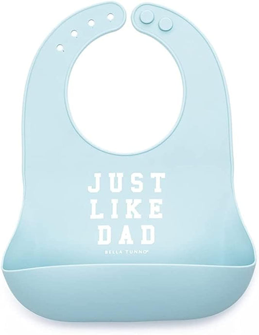 Baby Bib for Eating by Bella Tunno, Waterproof Silicone Bib with Large Food Catcher, Adjustable Fit for Babies 4-12 months & Toddlers 1-3 Years, Boys & Girls, Just Like Dad-CubbioJoy