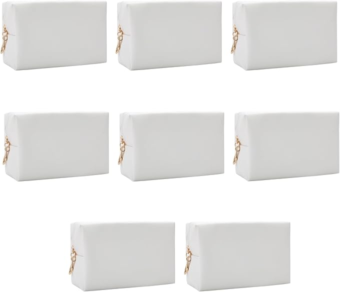 Bridesmaid Proposal Gifts Letter Cosmetic makeup bag bulk for Wedding Party Favors Bachelorette party decorations Toiletry Organizer Bag Makeup Case Gift (8, White)-CubbioJoy