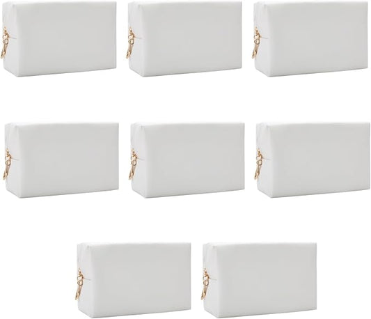 Bridesmaid Proposal Gifts Letter Cosmetic makeup bag bulk for Wedding Party Favors Bachelorette party decorations Toiletry Organizer Bag Makeup Case Gift (8, White)-CubbioJoy