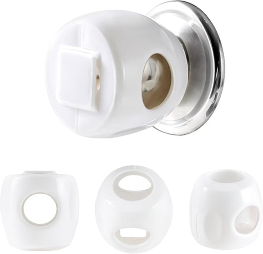 Inaya Door Knob Safety Cover for Kids (4 Pack) – Child Proof Door Knob Covers for Baby Proofing – Door Locks for Kids Safety, Fits Most Round Handles, Easy to Install, White-CubbioJoy