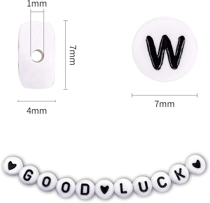 1400pcs Letter Beads, 4x7 mm Acrylic Alphabet Beads, Beads for Jewelry and Bracelet Making, in 28 Grid Box (White and Black)-CubbioJoy