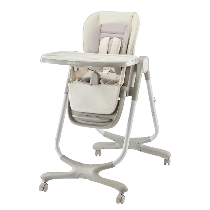 6 in 1 Convertible High Chairs for Babies and Toddlers,Portable High Chair with Dishwasher Tray and 4 Wheel,Booster Seat for Dining Table,Foldable Toddle and Baby Feeding Highchair (White)-CubbioJoy