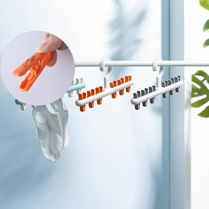 Clothes Hanger 2 Pack Clothes Drying Racks Windproof for Drying Socks Bras Underwears Baby Clothes Hats Scarfs Towels Pants and Gloves Diaper Grey Orange-CubbioJoy