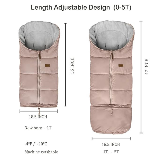 0-5T Length Extension Baby Universal Stroller Footmuff,Waterproof Durable Coral Fleece Stroller Bunting Bag,Stroller Bassinet Winter Blanket Cover Toddler,Pink-CubbioJoy