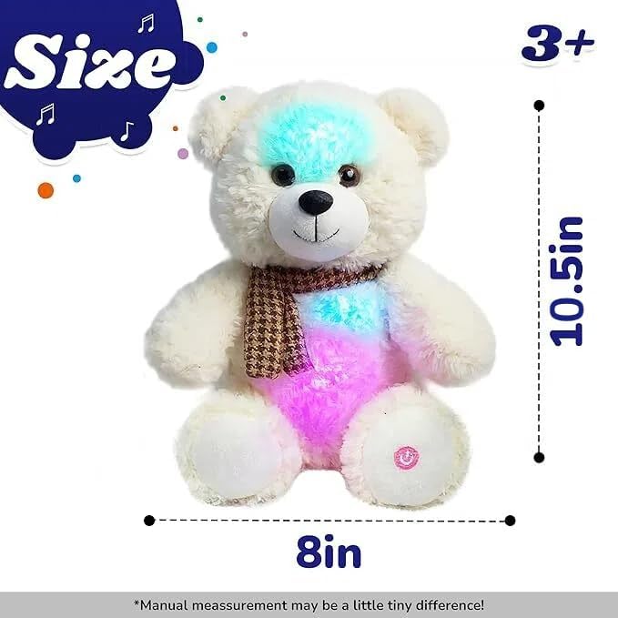 Cuteoy Glowing LED Bear Light-up Nightlight Toys Musical Plush Stuffed Animal Singing Lullabies Birthday Christmas Plushies Gifts for Kids Boys Girls,10.5"-CubbioJoy