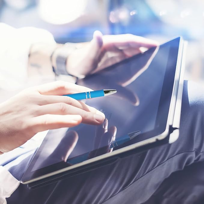 Ballpoint Pen with Stylus Tip, Soft Touch Click Metal Pen, 1.0mm Medium Point, Black Ink, 12 Count(6 Colors)-CubbioJoy