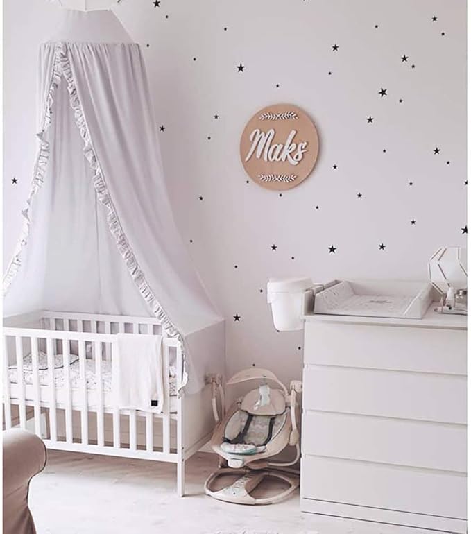 Bed Canopy with Frills Reading Nook Game Tent for Kids Boho Hanging Net Play Room Decor(White)-CubbioJoy