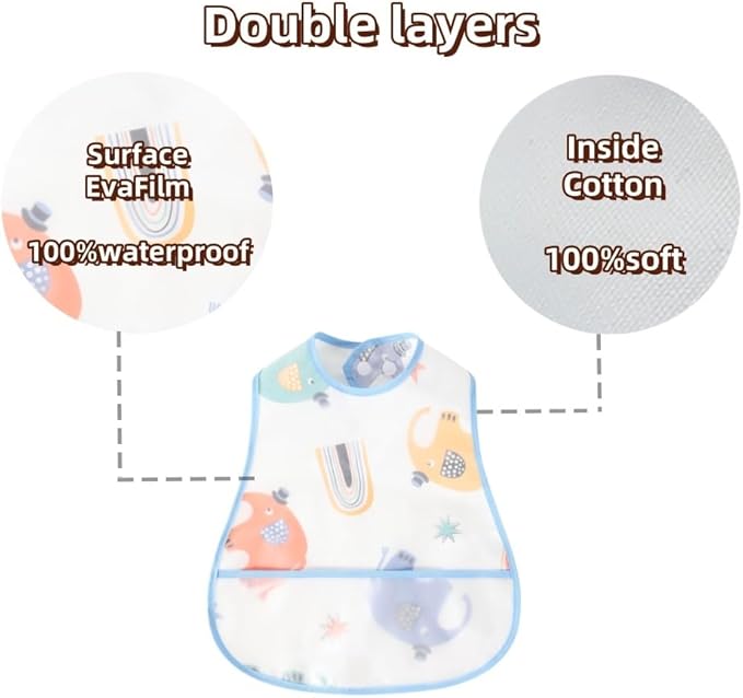 Baby bibs Waterproof Toddler bib - Feeding bib with Pocket for Infant Boy Girl Washable 6-36M-CubbioJoy