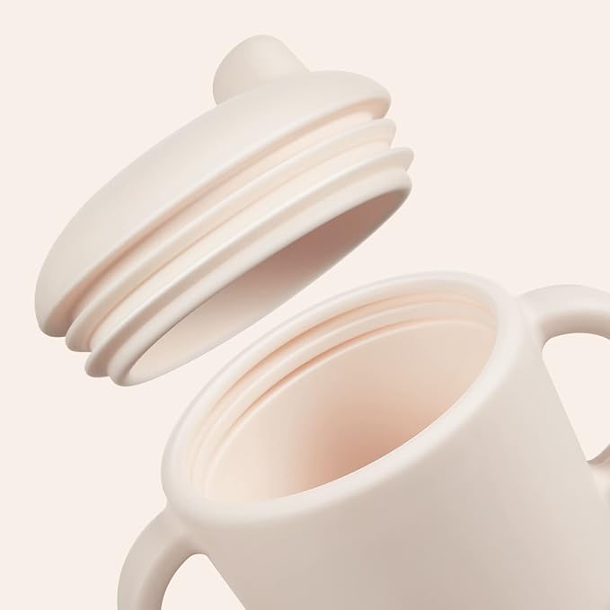 6 Months+ Sippy Cups with Handles,Small Silicone Sippy Cups Leak Proof 5oz,No Spill Sippy cups for Toddlers (Milk)-CubbioJoy