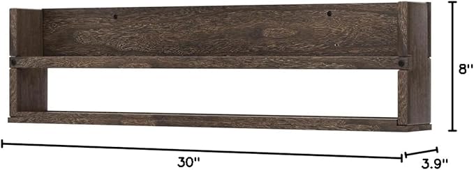 brightmaison Polynez 30" Floating Shelves for Nursery & Kids Room - Wall Multiuse Book Shelves, Set of 2 Brown Wood-CubbioJoy