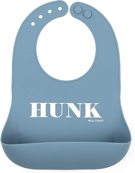 Baby Bib for Eating by Bella Tunno, Waterproof Silicone Bib with Large Food Catcher, Adjustable Fit for Babies 4-12 months & Toddlers 1-3 Years, Boys & Girls, Hunk-CubbioJoy