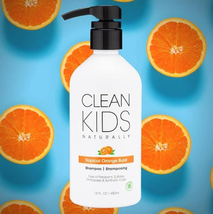 Clean Kids Naturally Tropical Shampoo- EWG Verified, All-Natural, Coconut-free, Gluten-free, Vegan, and Cruelty-free, Paraben-Free (2 Bottles, Orange Burst)-CubbioJoy