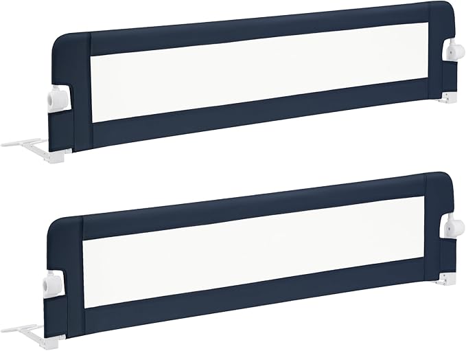 BABY JOY Double Sided Bed Rail Guard, 2 Pack, Extra Long, Swing Down for Convertible Crib, Folding Baby Safety Bedrail for Kids Twin Full Size Queen King Mattress, Rails for Toddlers (Dark Gray, 71")-CubbioJoy