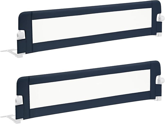 BABY JOY Double Sided Bed Rail Guard, 2 Pack, Extra Long, Swing Down for Convertible Crib, Folding Baby Safety Bedrail for Kids Twin Full Size Queen King Mattress, Rails for Toddlers (Dark Gray, 71")-CubbioJoy