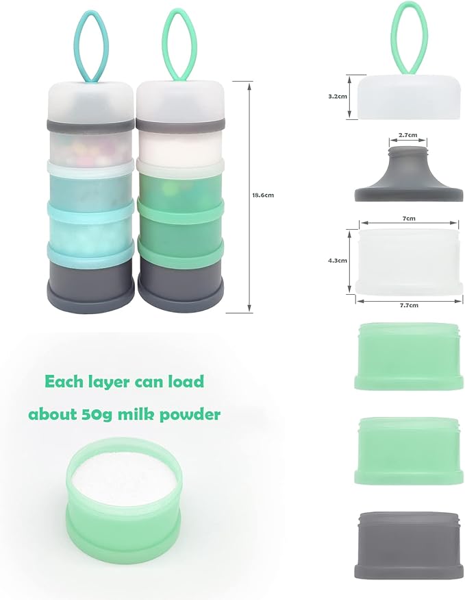Baby Formula Dispenser, Formula Container, Portable Milk Powder Dispenser Container, Baby Feeding Travel Storage Container, Non-Spill Stackable Baby Snack Storage Container, BPA Free, 2 Packs-CubbioJoy