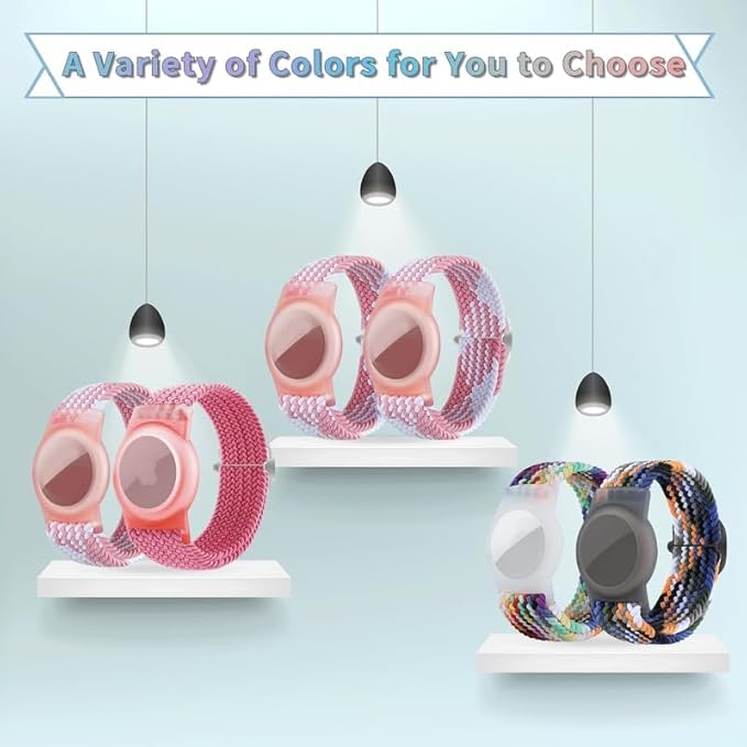 2 Pack Kids Bracelet Compatible with AirTag, GPS Kid Tracker Holder Braided Wristband for Apple Air Tag, 2022 Upgraded Nylon Adjustable Anti Lost Airtag Watch Band for Kids Children Elders-CubbioJoy