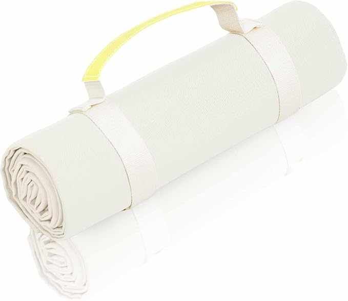 4’9” x 6’3” White Lightweight Water-Resistant Canvas Mat – Picnic, Outdoor, Beach, Park, Camping, Toy Mat-CubbioJoy