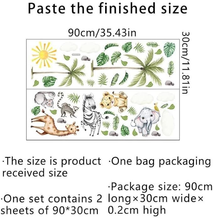 clothmile Watercolor Jungle Animal Wall Decals - Forest Animal Wall Sticker - Elephant, Lion, Monkey - For Kids, Baby Nursery, Playroom, Bedroom & Classroom Decor-CubbioJoy