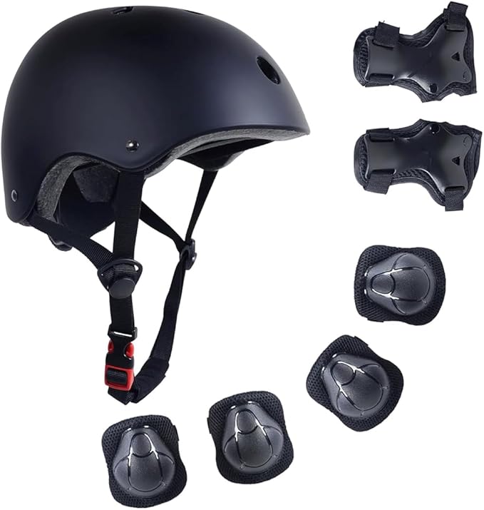 Kids Bike Helmet with Knee Elbow Wrist Pads Guards,Pink,for Ages 2-3-5-8-14,Sports Bicycle,Skate Scooter,Rollerblading with Unicorn Sticker-CubbioJoy