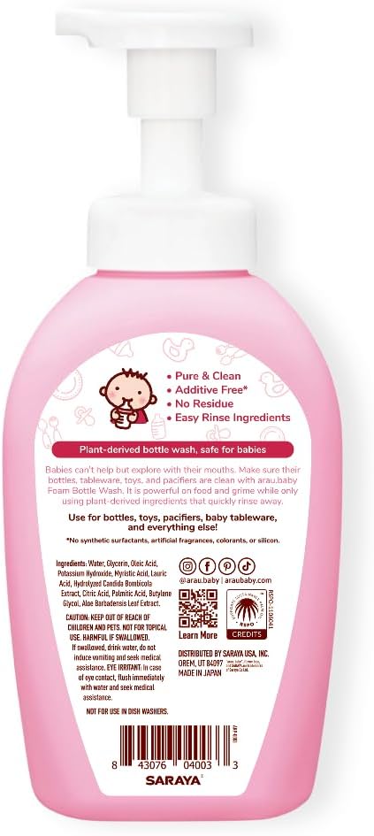 Unscented Foam Bottle Wash, Natural Plant Based Baby Bottle & Dish Soap, No Artificial Fragrance or Additives, Gentle for Washing Bottles, Pacifiers and Toys, Easy Rinse, 15.21 Fl Oz-CubbioJoy