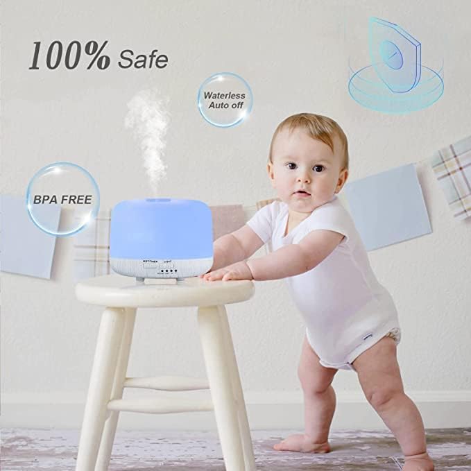 Aromatherapy Diffuser for Essential Oil, 300ml Cool Mist Humidifier with Remote Control, Aroma Diffusers for Home with Waterless Safety Switch & 14 LED Colors-CubbioJoy