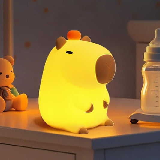 Capybara Little Night Light for Kids, Portable USB Rechargeable Animal Lamps Touch Control Lamp, Silicone Night Light with Timing Function,Children's Christmas Gifts-CubbioJoy