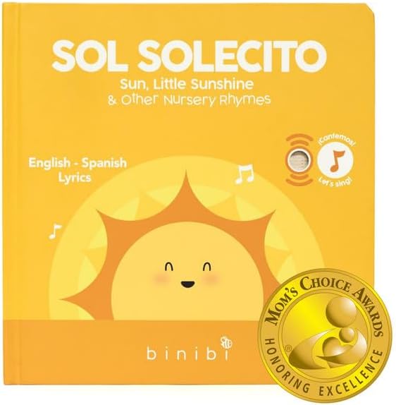 Binibi Spanish Musical Book for Toddlers Sol Solecito & Other Nursery Rhymes | Spanish Learning for Kids | Bilingual Children's Sound Book | Libro en español para bebés-CubbioJoy