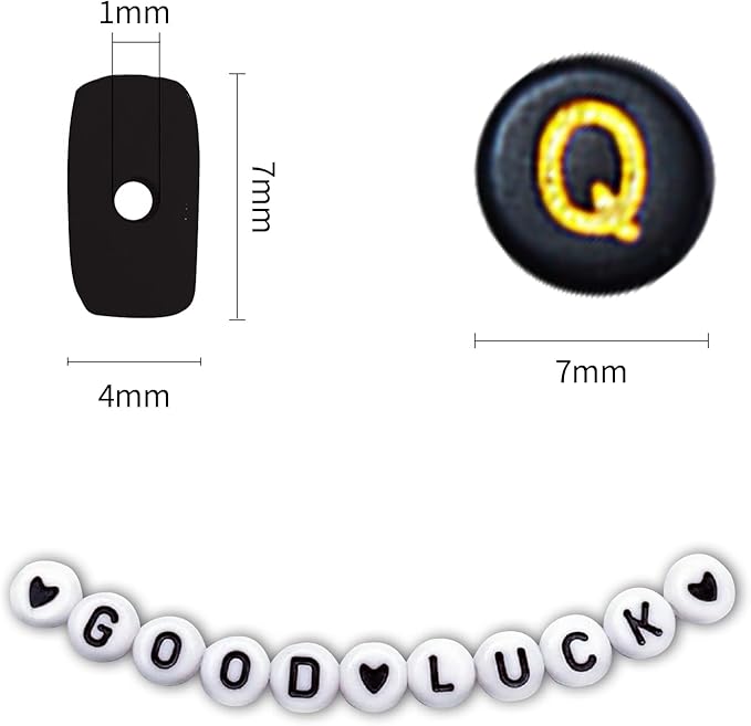 1400pcs Letter Beads, 4x7 mm Acrylic Alphabet Beads, Beads for Jewelry and Bracelet Making, in 28 Grid Box (Black and Gold)-CubbioJoy