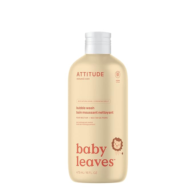 ATTITUDE Bubble Body Wash for Baby, EWG Verified, Dermatologically Tested, Plant and Mineral-Based, Vegan, Pear Nectar, 16 Fl Oz-CubbioJoy